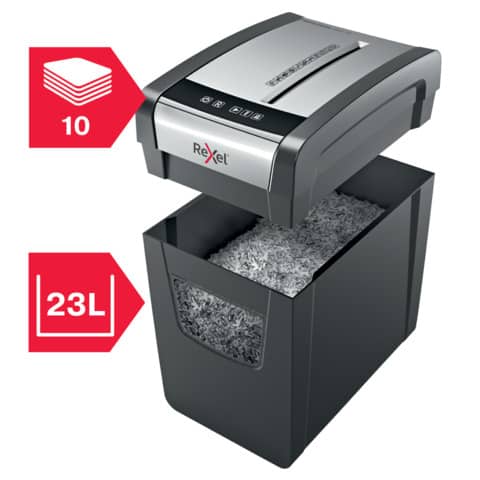 Distruggidocumenti uso moderato Rexel Momentum X410-SL Slimline P-4 - 23 L- taglio a frammenti 4x28 mm - 2104573EU